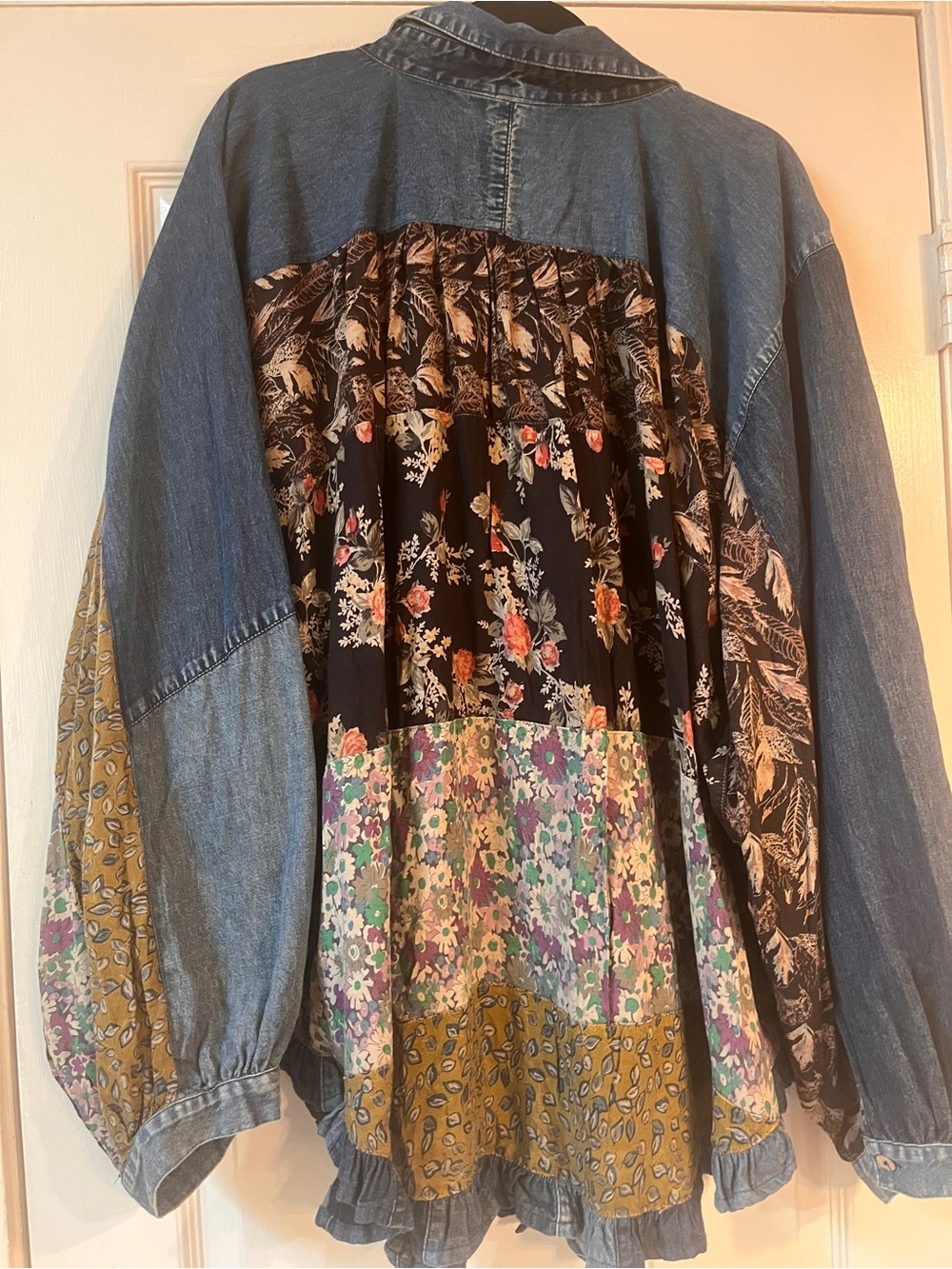 NWT Young Threads Patchwork Denim Jacket/shirt - Multicolor - Picture 2 of 10